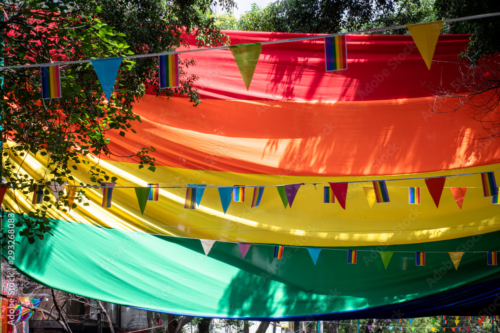 rainbow flag in the Zona Rosa, ​​Mexico City.