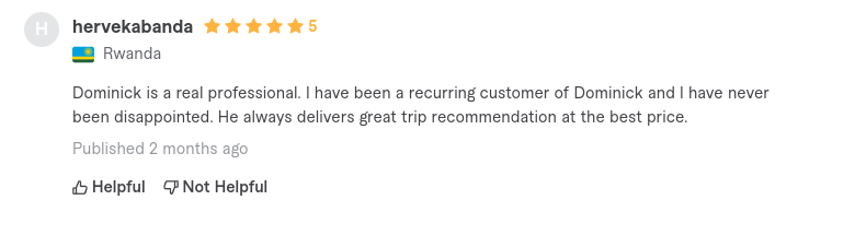 dominicks travel curator reviews - Dominick is a real professional. I have been a recurring customer of Dominick and I have never been disappointed