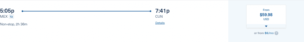 AeroMexico - Mexico City to Cancun $59.98 on Wednesday, October 19