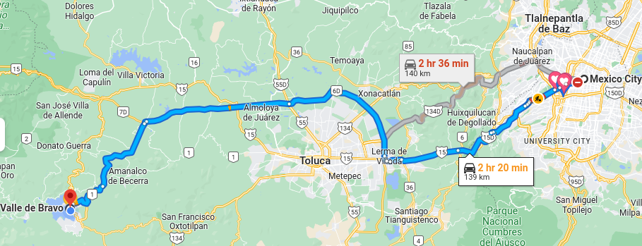 Mexico City to Valle de Bravo